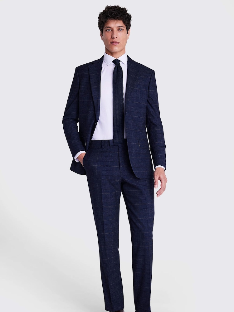 MOSS Blue Tailored Check Suit: Jacket - Image 6 of 9