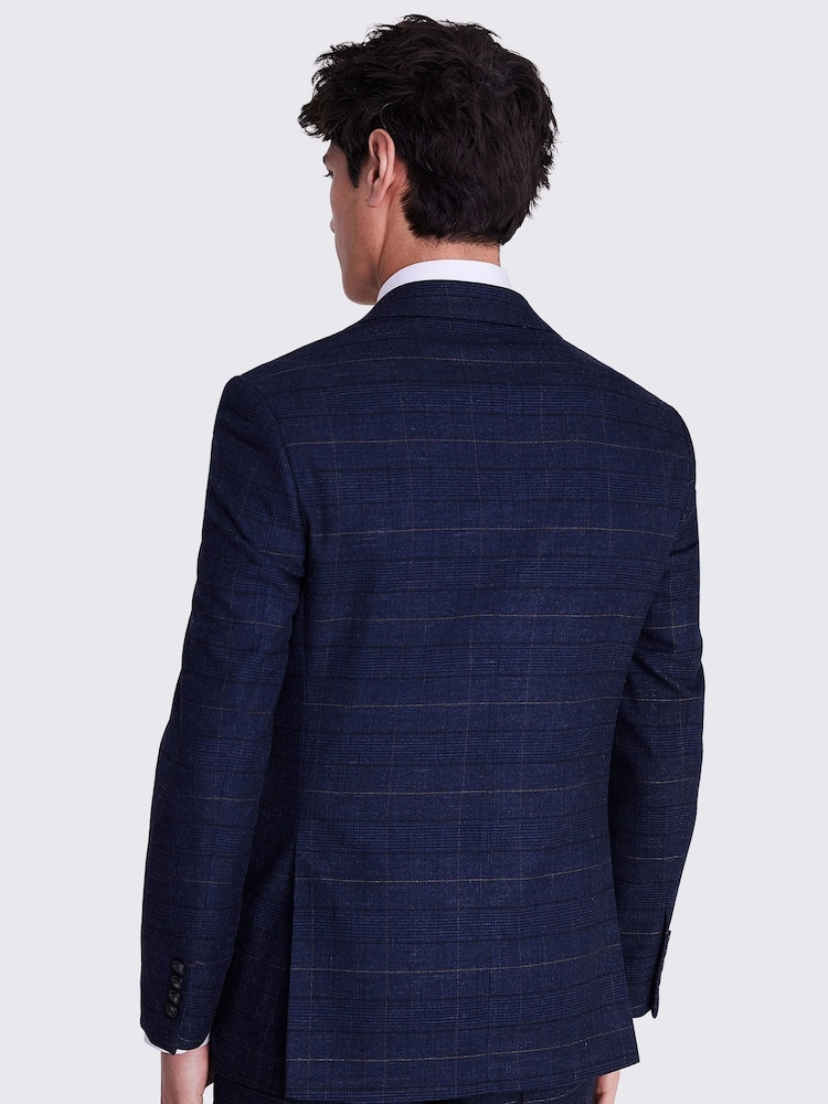 MOSS Blue Tailored Check Suit: Jacket - Image 7 of 9