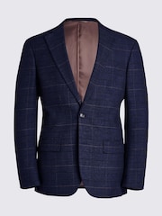 MOSS Blue Tailored Check Suit: Jacket - Image 8 of 9