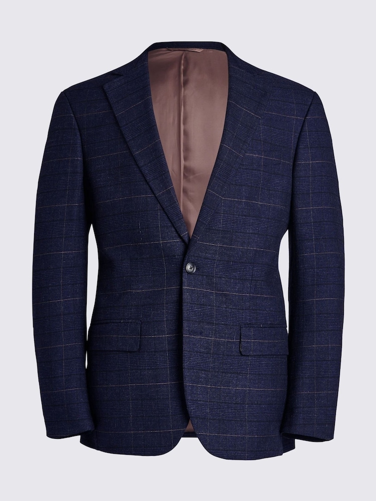 MOSS Blue Tailored Check Suit: Jacket - Image 8 of 9
