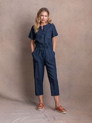 Celtic & Co. Blue Linen Cotton Jumpsuit - Image 1 of 8