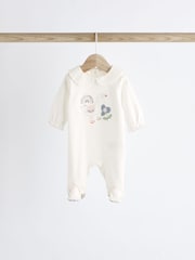 White/Blue Baby 100% Cotton Sleepsuits 3 Pack (0-3yrs) - Image 4 of 13