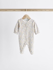 White/Blue Baby 100% Cotton Sleepsuits 3 Pack (0-3yrs) - Image 5 of 13