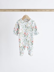 White/Blue Baby 100% Cotton Sleepsuits 3 Pack (0-3yrs) - Image 6 of 13