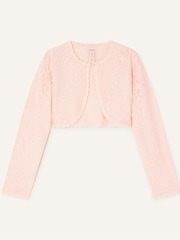 Monsoon Pink 100% Cotton Lace Cardigan - Image 1 of 3