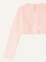 Monsoon Pink 100% Cotton Lace Cardigan - Image 3 of 3