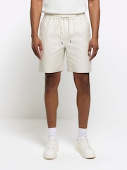 River Island Cream Elasticated Pull-On 100% Cotton Shorts - Image 1 of 6
