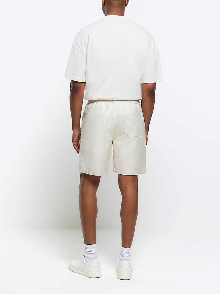 River Island Cream Elasticated Pull-On 100% Cotton Shorts - Image 2 of 6