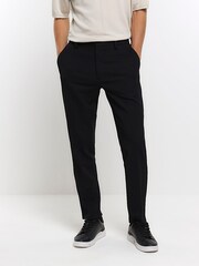 River Island Black Waffle Smart Trousers - Image 1 of 6