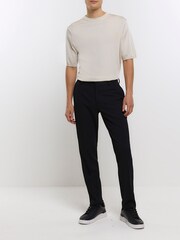 River Island Black Waffle Smart Trousers - Image 2 of 6