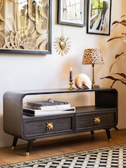 Rockett St George Black Mango Wood Ringo Small TV Unit - Image 1 of 8