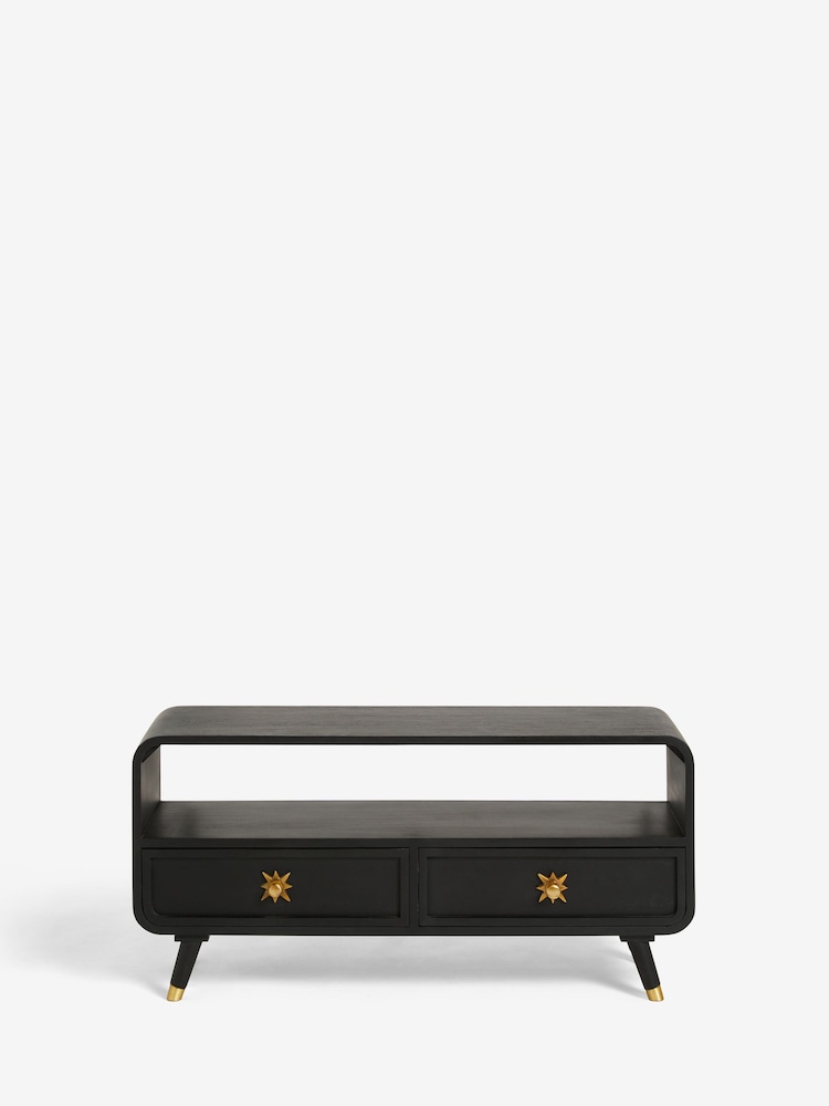 Rockett St George Black Mango Wood Ringo Small TV Unit - Image 8 of 8