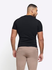 River Island Black Muscle Fit Brick T-Shirt - Image 3 of 7
