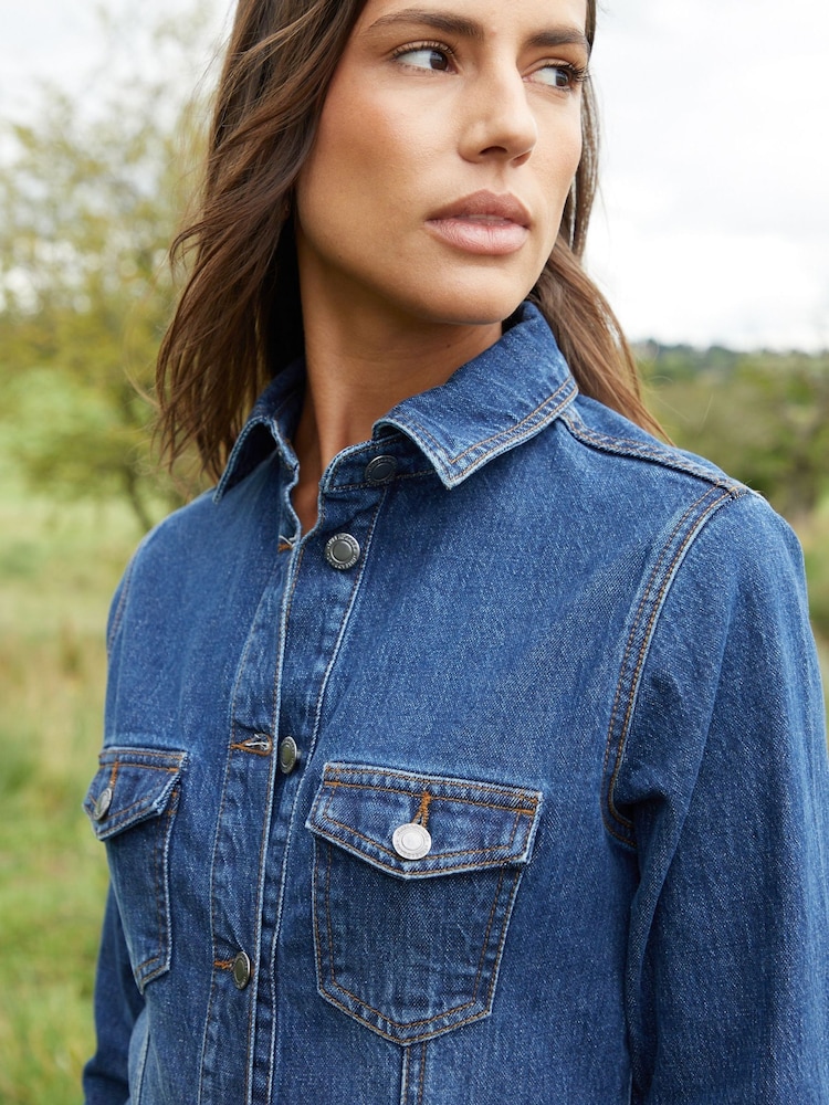 Buy Threadbare Blue Long Sleeve Denim Mini Dress from Next Denmark