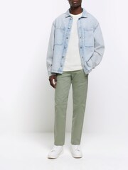 Verde - Pantalones chinos ajustados con efecto lavado de River Island - Imagen 1 de 4