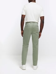 Verde - Pantalones chinos ajustados con efecto lavado de River Island - Imagen 2 de 4