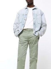 Verde - Pantalones chinos ajustados con efecto lavado de River Island - Imagen 3 de 4