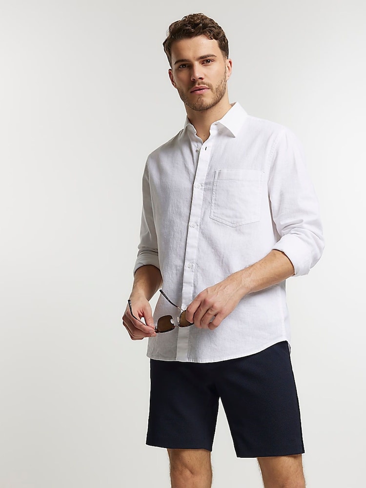 River Island Blue 100% Cotton Waffle Shorts - Image 1 of 6