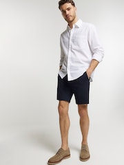 River Island Blue 100% Cotton Waffle Shorts - Image 3 of 6