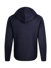 Weird Fish Blue Brodhi Borg Lined Cable Full Zip Knit Hoodie - Image 7 of 7