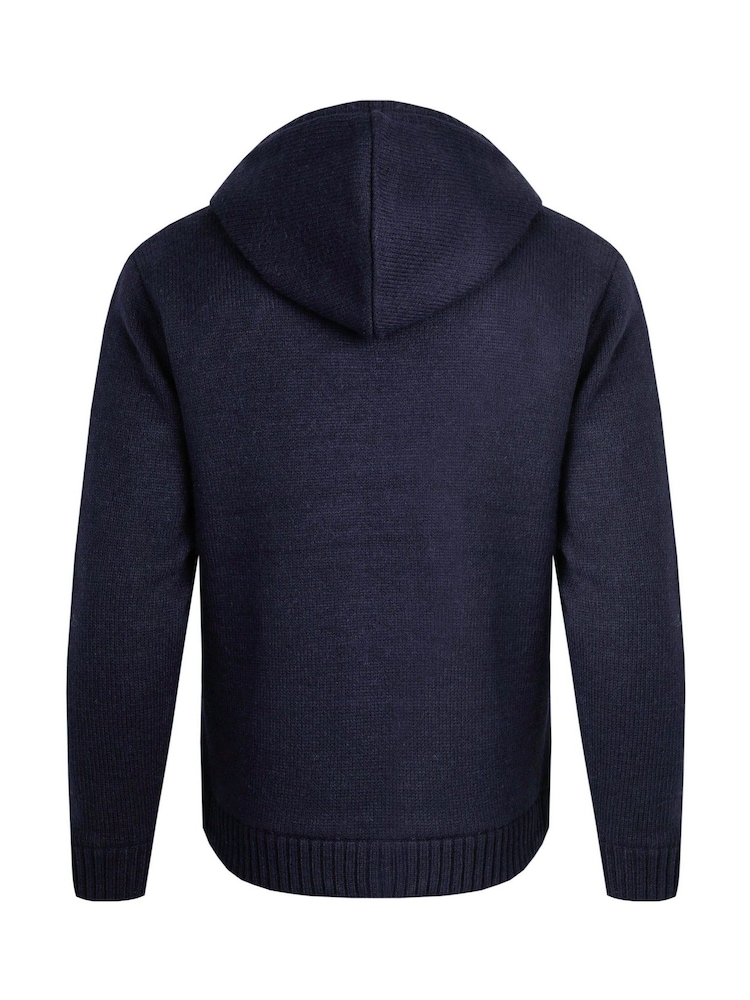 Weird Fish Blue Brodhi Borg Lined Cable Full Zip Knit Hoodie - Image 7 of 7 Weird Fish Blue Brodhi Borg Lined Cable Full Zip Knit Hoodie - Image 7 of 7
