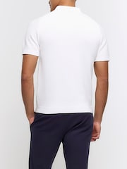 River Island White Textured Knitted Slim Fit Polo Shirt - Image 2 of 6