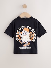 Black Ghost Backprint - Short Sleeve Halloween T-Shirt (3mths-7yrs) - Image 2 sur 4
