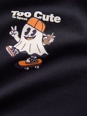Black Ghost Backprint - Short Sleeve Halloween T-Shirt (3mths-7yrs) - Image 3 sur 4