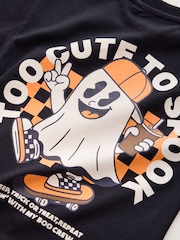 Black Ghost Backprint - Short Sleeve Halloween T-Shirt (3mths-7yrs) - Image 4 sur 4