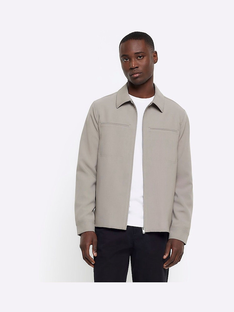 River Island Grey Smart Shacket - Image 1 of 6