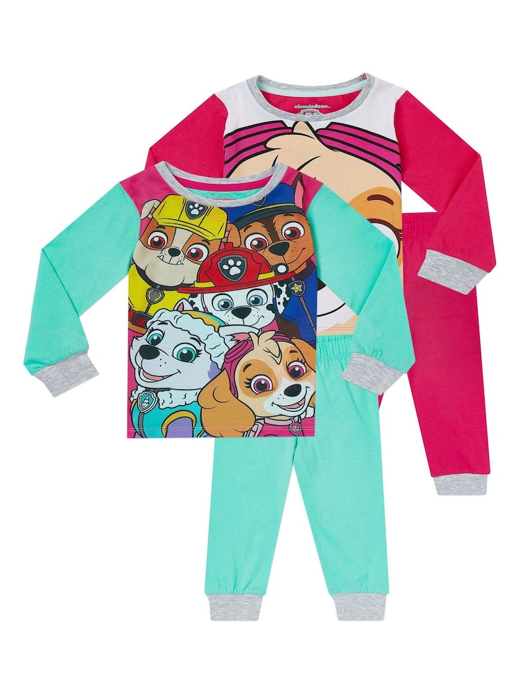 Character Pink Paw Patrol Skye And Everest 100% Cotton Pyjamas 2 Pack - Image 1 of 5