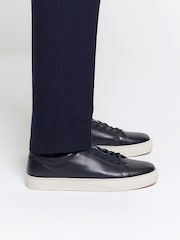 River Island Blue Leather Burnished Cupsole Trainers - Image 2 of 7