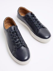 River Island Blue Leather Burnished Cupsole Trainers - Image 5 of 7