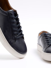 River Island Blue Leather Burnished Cupsole Trainers - Image 7 of 7