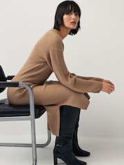 GANT Natural Wool Rib V-Neck Jumper Dress - Image 5 of 9