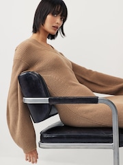 GANT Natural Wool Rib V-Neck Jumper Dress - Image 6 of 9
