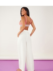Accessorize White Crinkle Beach 100% Cotton Trousers - Image 2 of 4