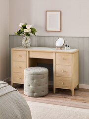 Light Natural Clementine Oak Veneer Console Dressing Table - Image 1 of 7