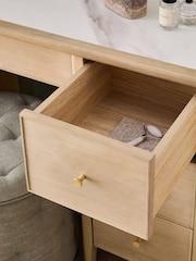 Light Natural Clementine Oak Veneer Console Dressing Table - Image 3 of 7