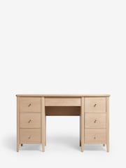 Light Natural Clementine Oak Veneer Console Dressing Table - Image 4 of 7
