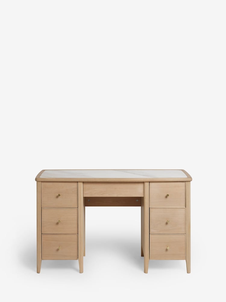 Light Natural Clementine Oak Veneer Console Dressing Table - Image 7 of 7
