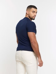 River Island Blue Muscle Fit Brick T-Shirt - Image 2 of 6