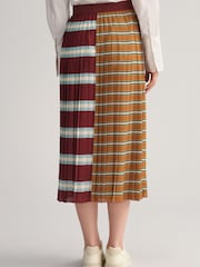 GANT Red Striped Pleated Midi Skirt - Image 2 of 4