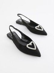 Black Forever Comfort® Heart Slingback Flat Shoes - Image 2 of 9