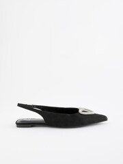 Black Forever Comfort® Heart Slingback Flat Shoes - Image 3 of 9