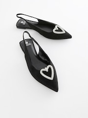Black Forever Comfort® Heart Slingback Flat Shoes - Image 5 of 9