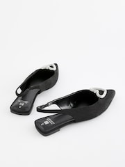 Black Forever Comfort® Heart Slingback Flat Shoes - Image 7 of 9