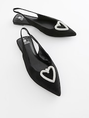 Black Forever Comfort® Heart Slingback Flat Shoes - Image 8 of 9