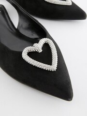 Black Forever Comfort® Heart Slingback Flat Shoes - Image 9 of 9