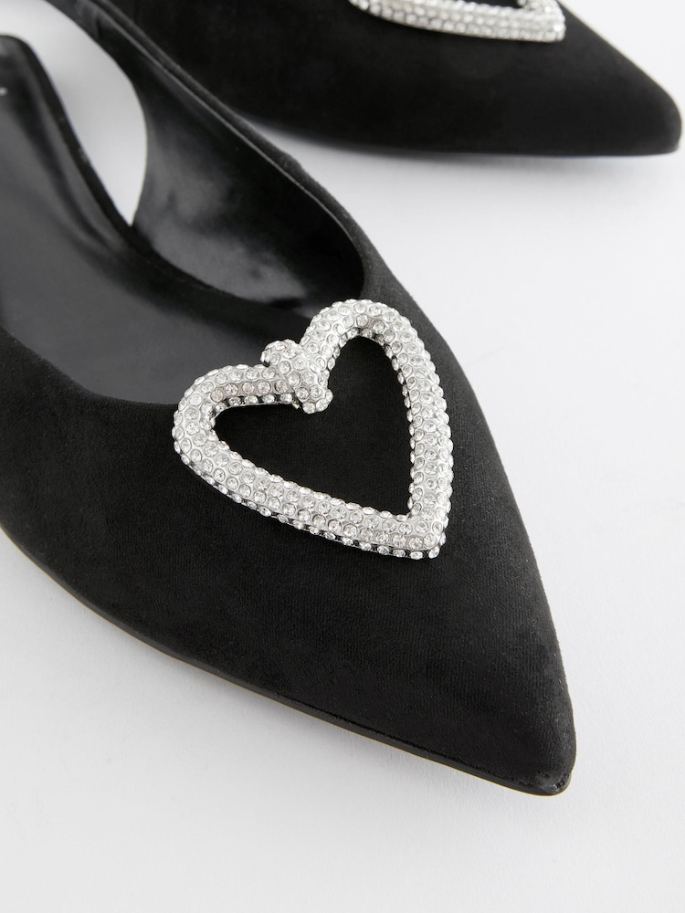 Black Forever Comfort® Heart Slingback Flat Shoes - Image 9 of 9 Black Forever Comfort® Heart Slingback Flat Shoes - Image 9 of 9
